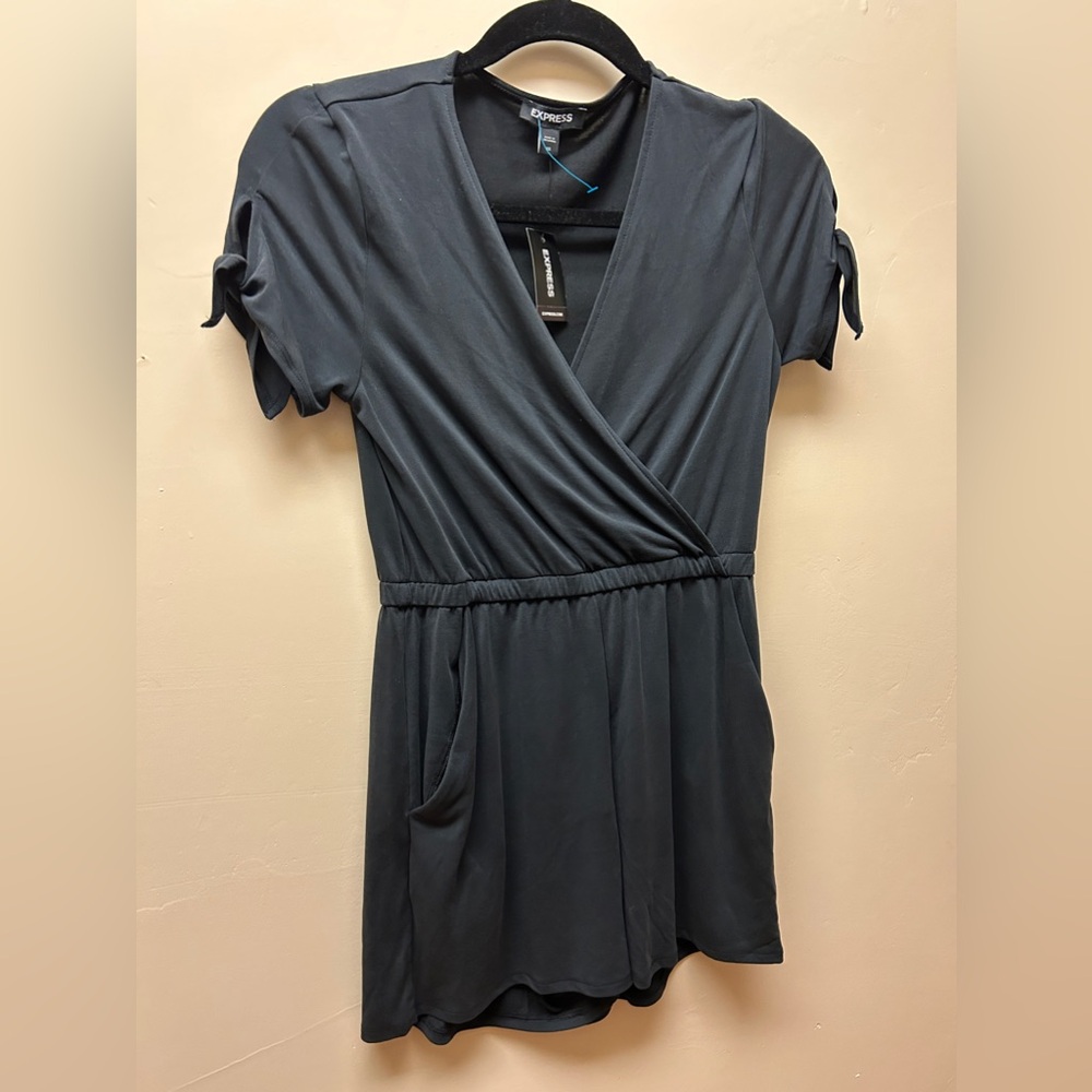 Silky Sueded Jersey Wrap Front Tie Sleeve Romper ‼️